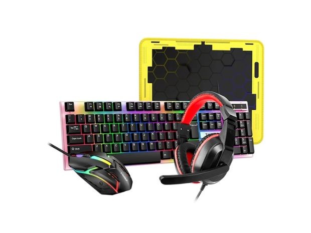 &u+KIT TECLADO PC + MOUSE + AURICULAR + PAD TWOLF TF240